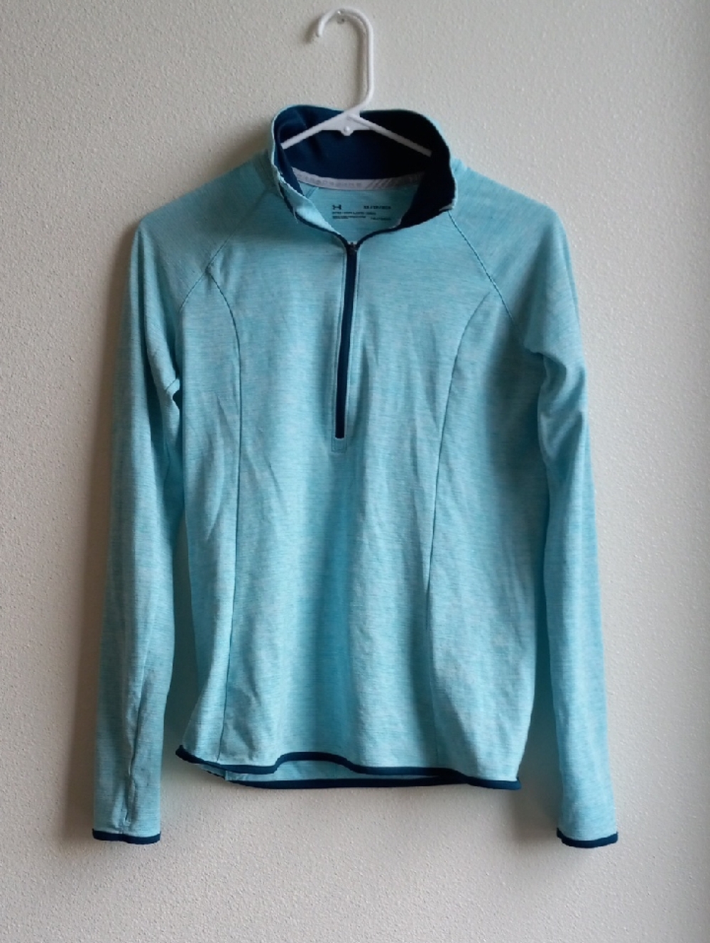 Under Armour Women's Aqua Quarter-Zip Pullover with Navy Trim